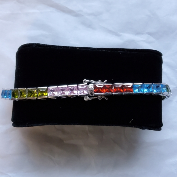 Sterling Silver RP Simulated Gemstone Bracelet - Picture 3 of 9